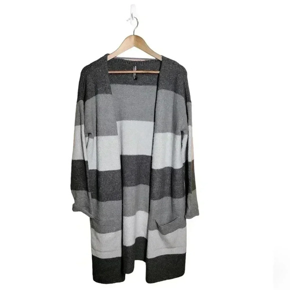 Jean Pascal striped chunky knit open cardigan sweater - Picture 1 of 4
